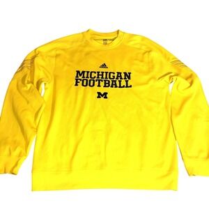 Michigan Wolverines Football Pullover Mens XL NCAA Adidas ClimaWarm Yellow‎